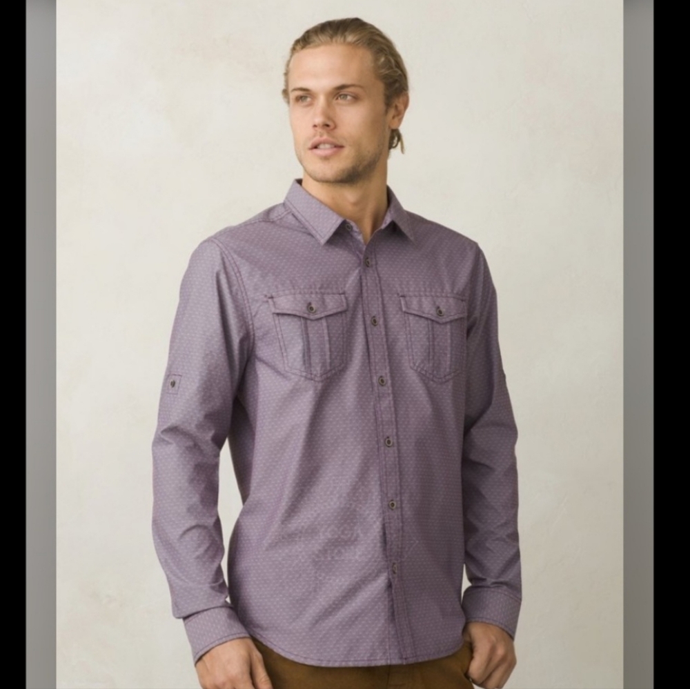 MENS PRANA ASCENSION SHIRT LONG SLEEVE OUTDOOR HIKING YOGA SZ XXL